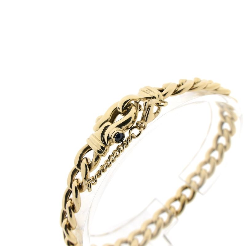 Image 3 of Gold gourmet link bracelet with sapphire | 19.5 cm