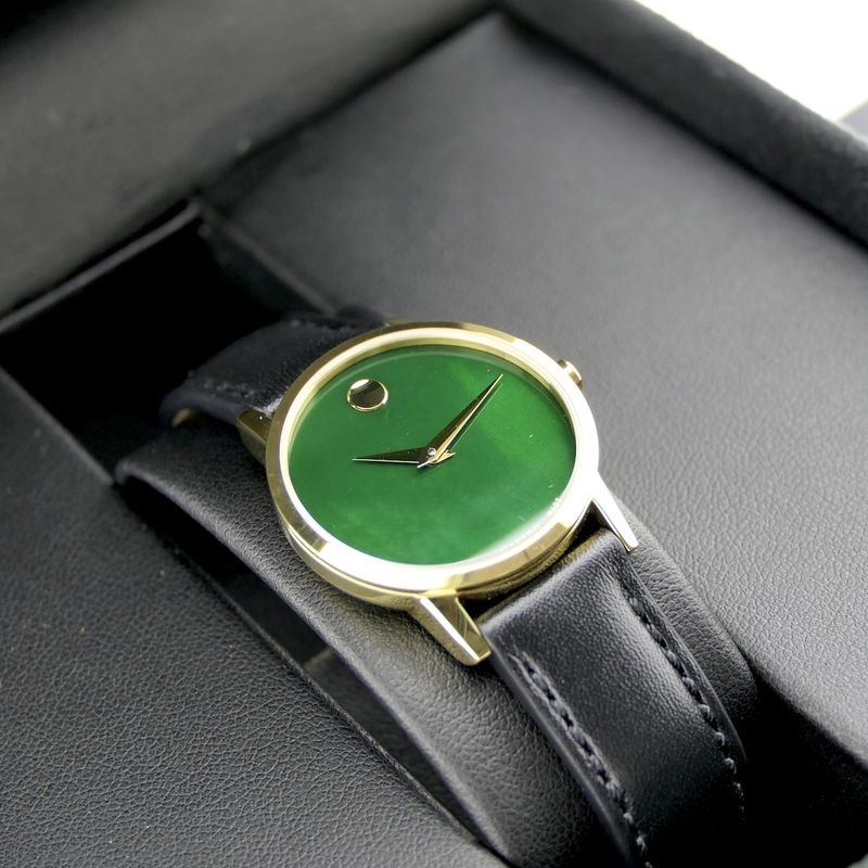 Image 14 of Movado Museum Classic; Gold-plated women's watch with green 'Mother of Pearl' dial; 0607633