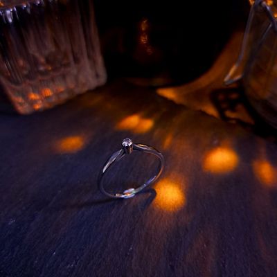 Image 2 of White gold solitaire ring with diamond | 0.06 ct.