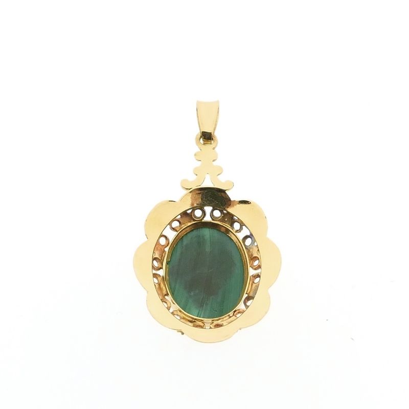 Image 5 of Vintage gold pendant with malachite