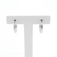 White gold earrings with engravings; Ø 15.8 mm