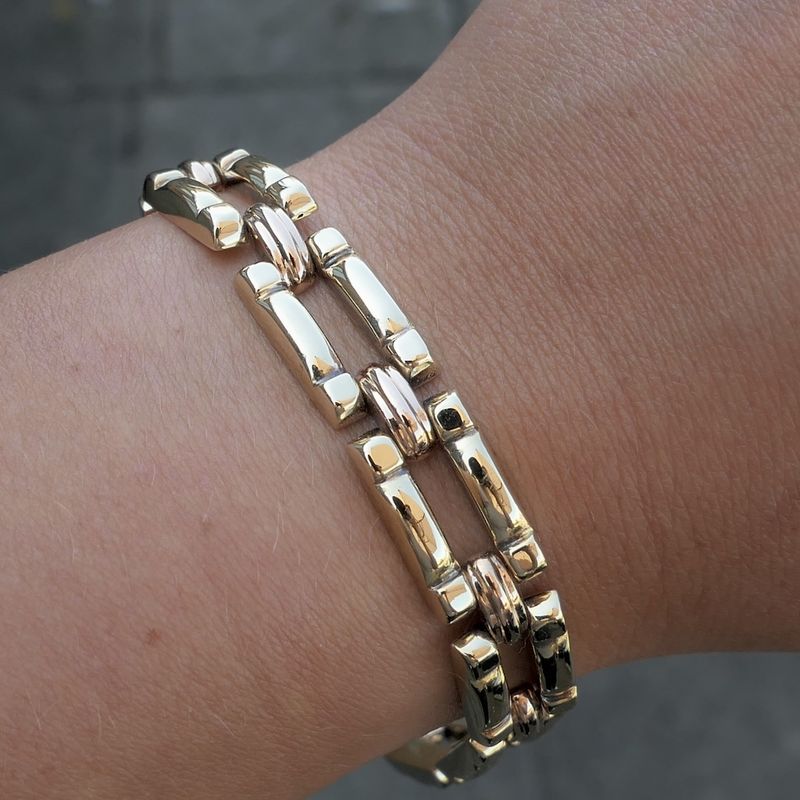Image 6 of Bicolor gold Bismarck link bracelet