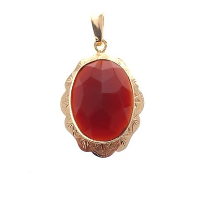 Image 1 of Vintage gold pendant with carnelian