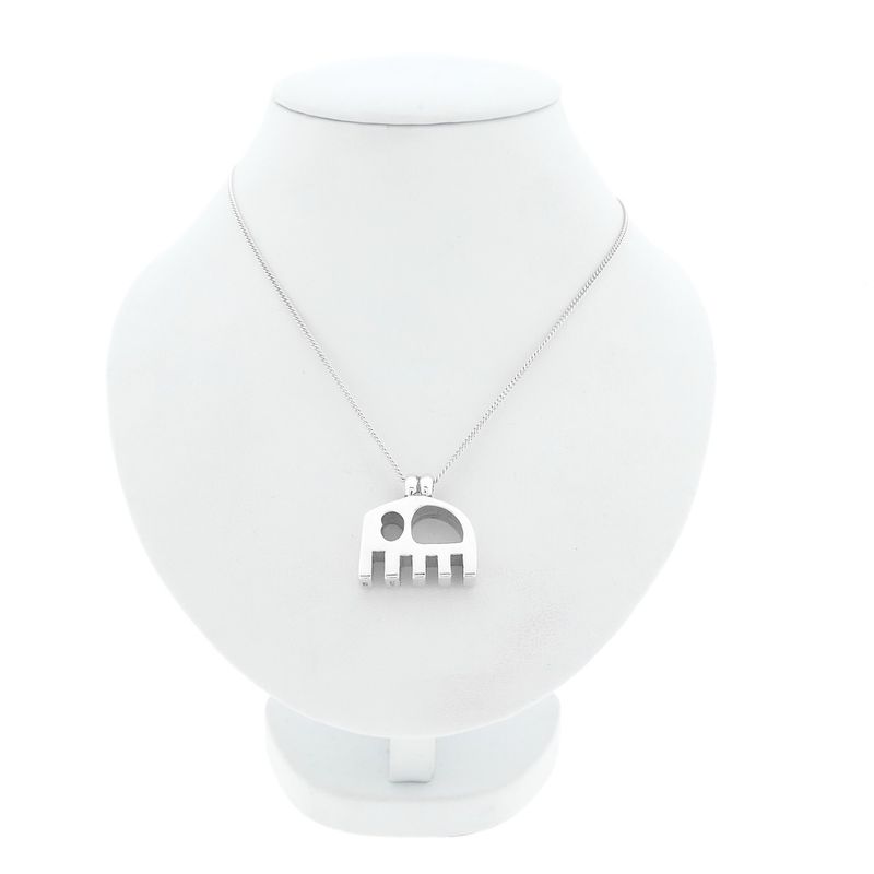 Image 3 of Solid silver pendant of an abstract elephant.