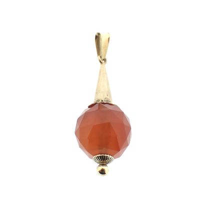Image 1 of Vintage gold ball pendant with carnelian