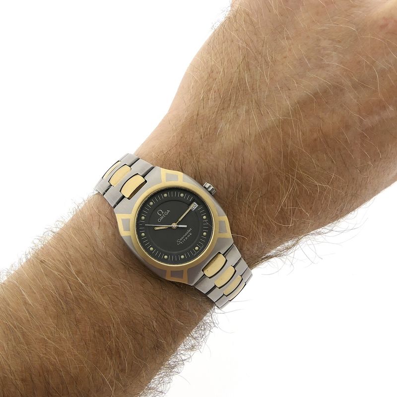 Image 17 of Omega Polaris 'Titane'; 18k. goud/stalen heren horloge