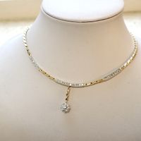 Gold necklace with a fixed pendant featuring 1.25 ct. diamonds | 40 cm
