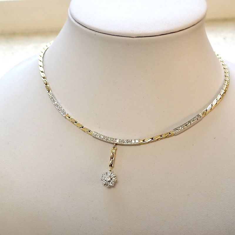Image 1 of Gold necklace with a fixed pendant featuring 1.25 ct. diamonds | 40 cm