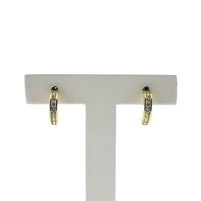 Image 1 of Gold semicircular earrings with zirconia