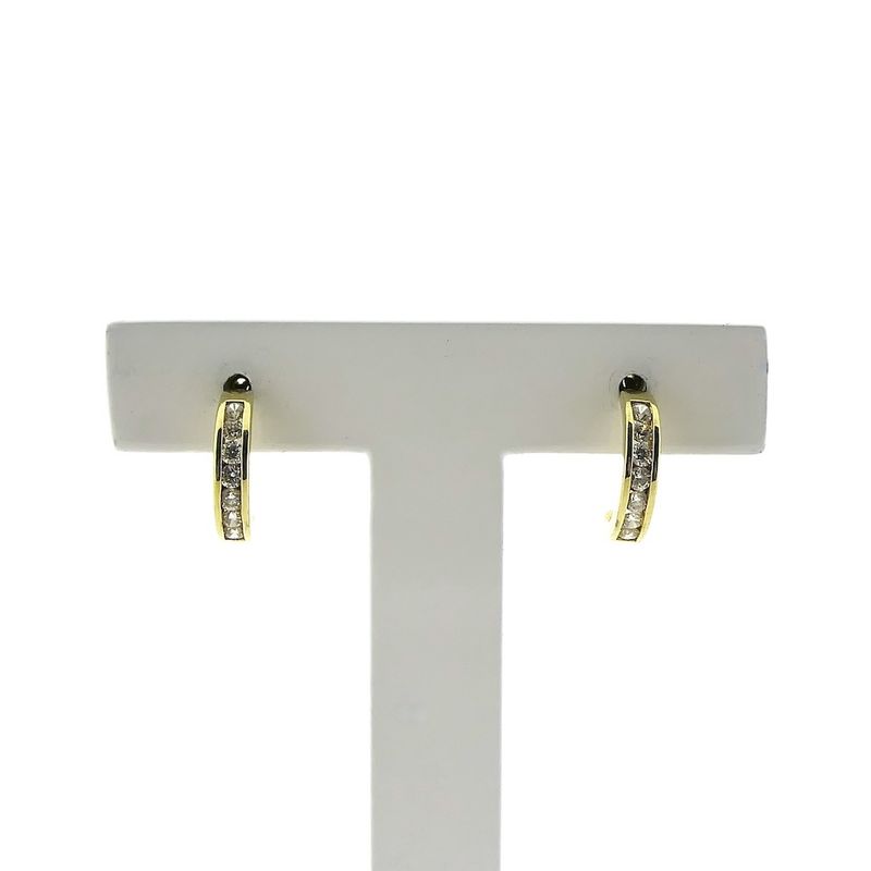 Image 1 of Gold semicircular earrings with zirconia