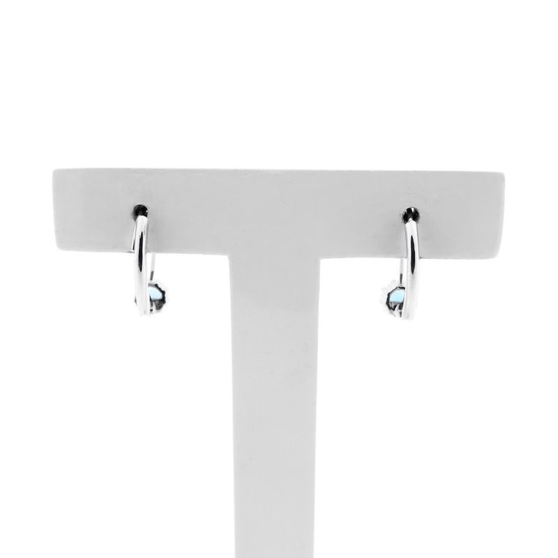 Image 3 of White gold earrings with aquamarine and diamond | 0.09 ct.