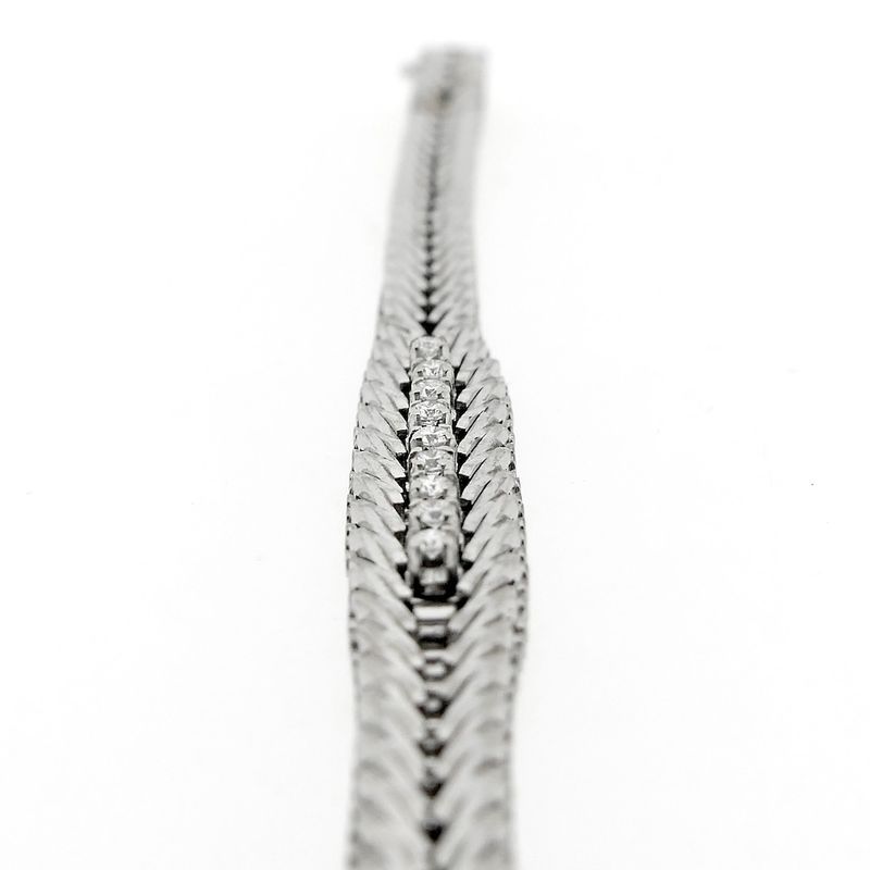 Image 5 of White gold herringbone link bracelet with diamonds; 0.36 ct.