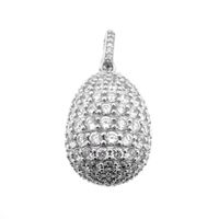 Silver egg pendant with zirconia