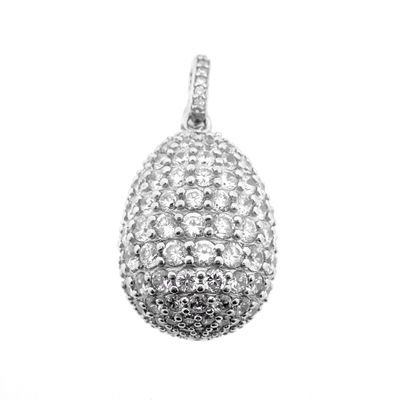 Image 1 of Silver egg pendant with zirconia