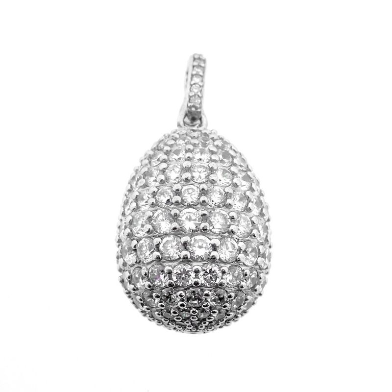 Image 1 of Silver egg pendant with zirconia