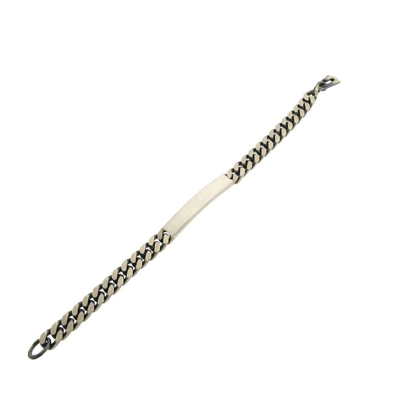 Image 8 of Silver robust gourmet link bracelet with engraving plate