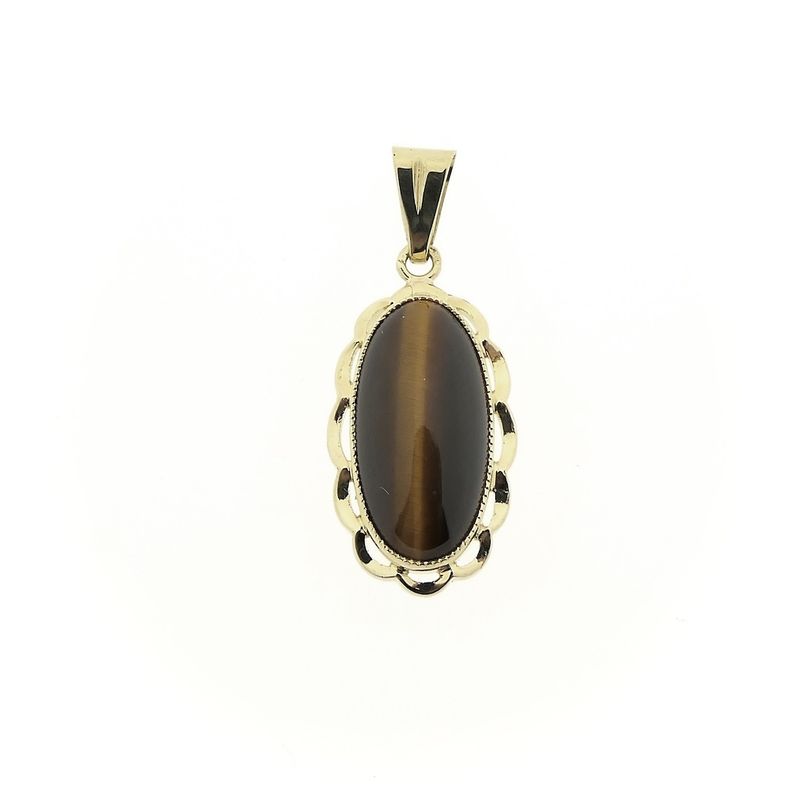 Image 1 of Vintage gold pendant with tiger's eye