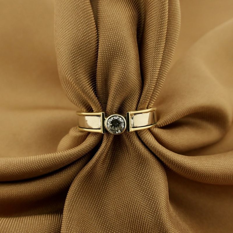 Image 2 of Two-tone gold solitaire ring with diamond; 0.35 ct.