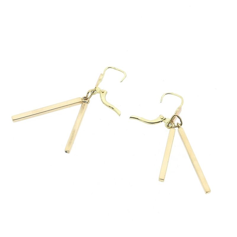 Image 5 of Two-tone gold long bar earrings