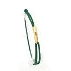 Image 3 of Forever Knots® Handmade Green Satin Bracelet with Gold Link