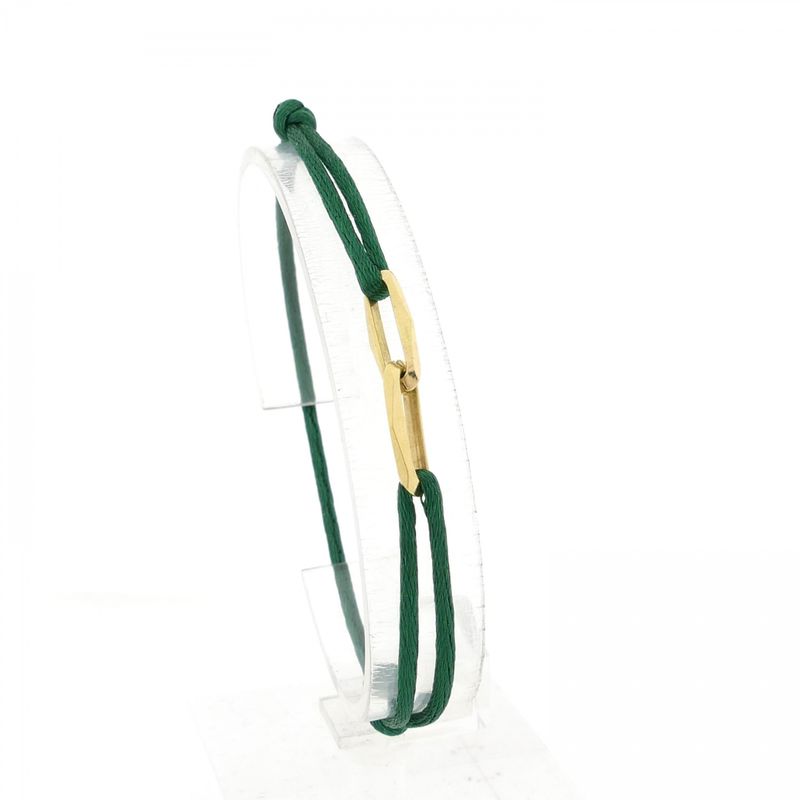 Image 3 of Forever Knots® Handmade Green Satin Bracelet with Gold Link