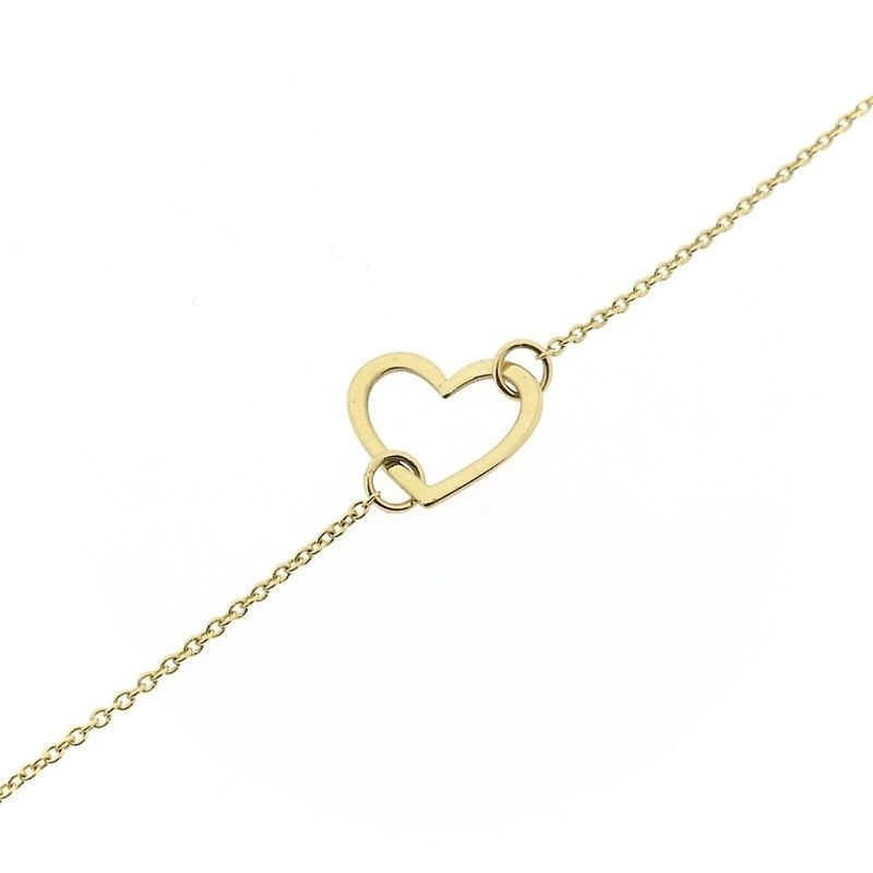 Image 10 of Gold thin anchor link bracelet with heart | 16.5 cm - 18.5 cm
