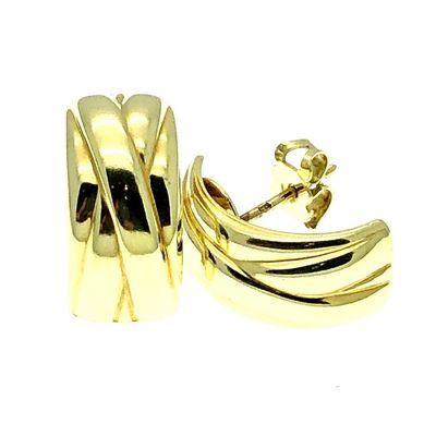 Image 1 of Gold stud earrings; half round | 14 carat