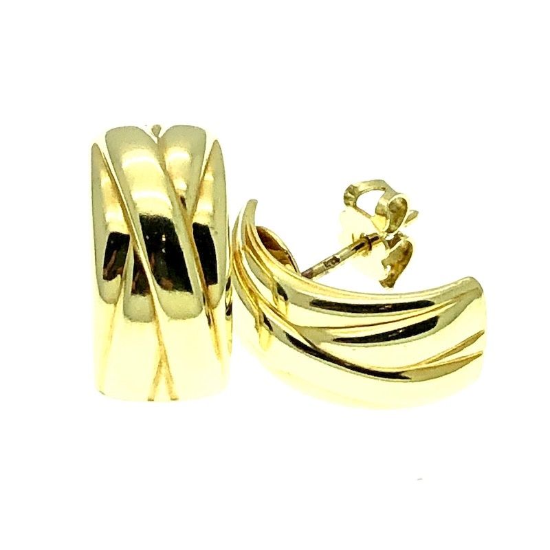 Image 1 of Gold stud earrings; half round | 14 carat