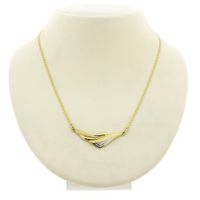 Two-tone gold necklace with fixed pendant and diamond; 0.005 ct.