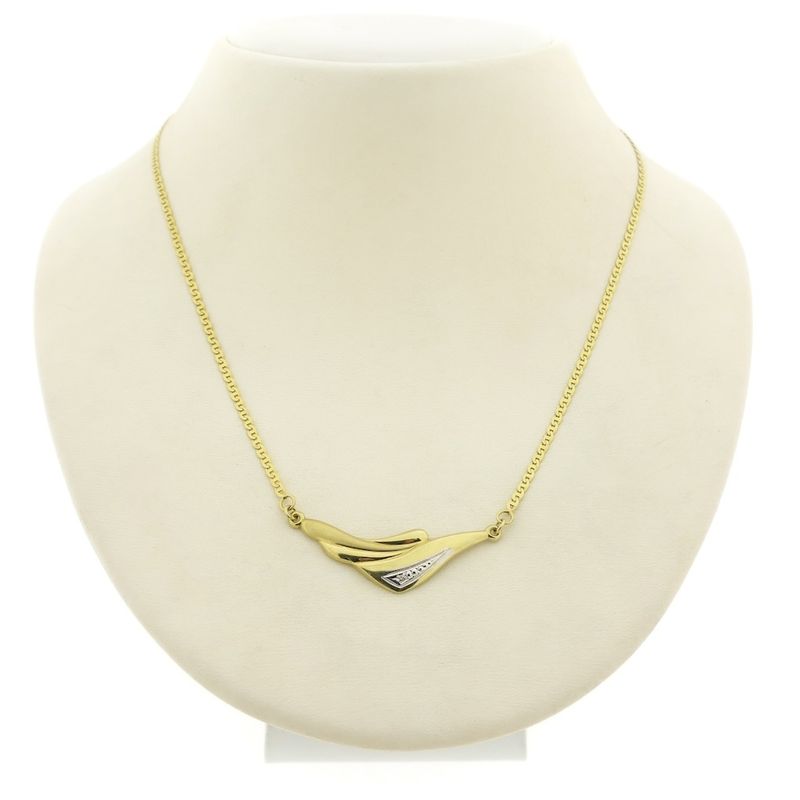 Image 1 of Two-tone gold necklace with fixed pendant and diamond; 0.005 ct.