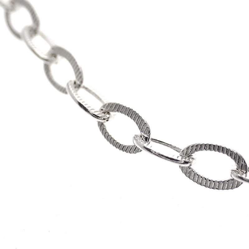 Image 6 of Silver ribbed anchor link chain | 70 cm