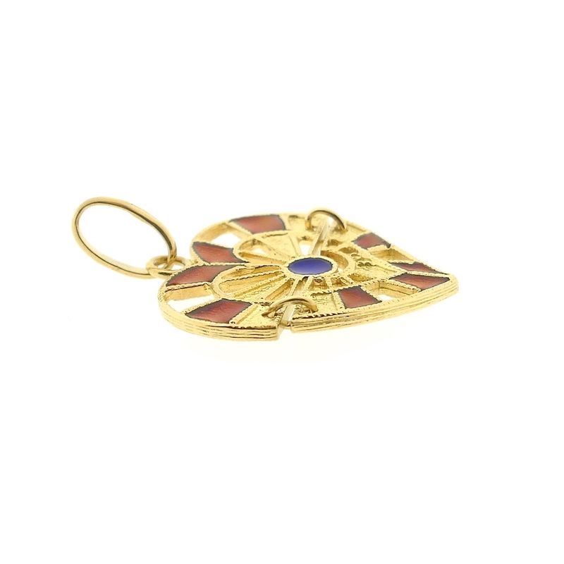 Image 5 of Gold heart pendant with colored enamel