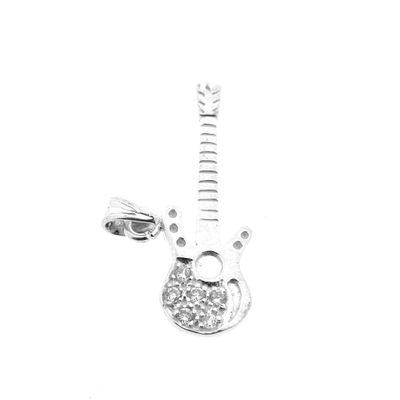 Image 2 of Silver pendant of a guitar with zirconia