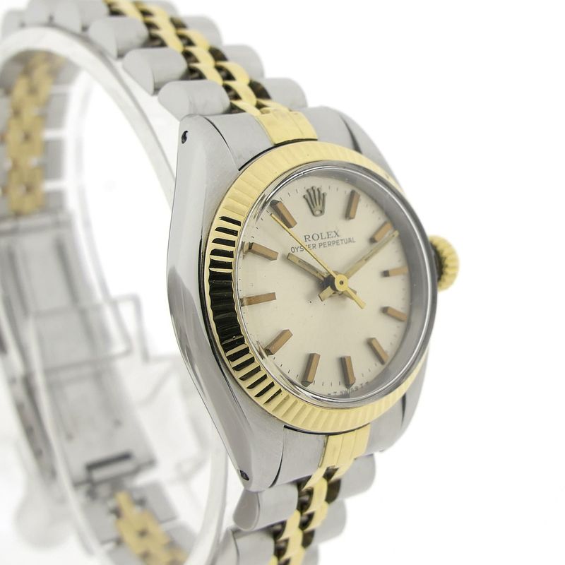 Image 3 of Rolex Oyster Perpetual 6719; Vintage 18k. goud/stalen dames horloge