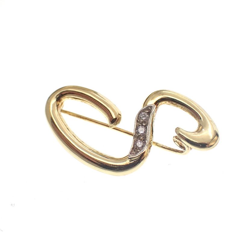 Image 4 of 18 carat gold letter brooch; S | With zirconia
