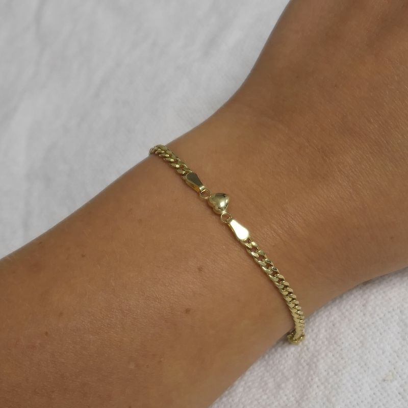 Image 11 of Gold gourmet link bracelet with a heart | 18.5 cm