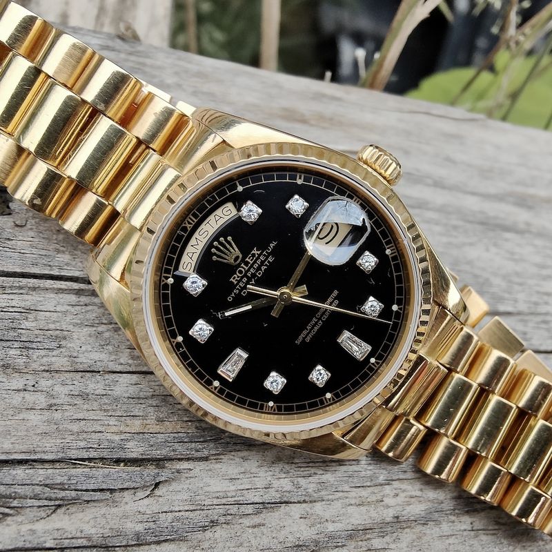 Image 18 of Rolex Day-Date 18038; 18k men's watch on President strap