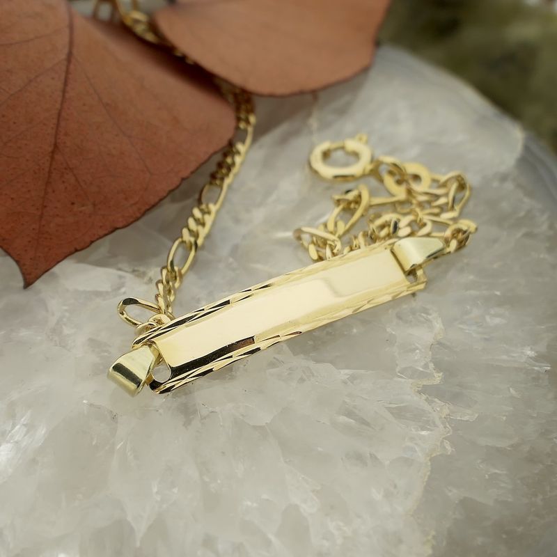 Image 2 of Gold Figaro link bracelet with engraving | 16.5 - 18.5 cm