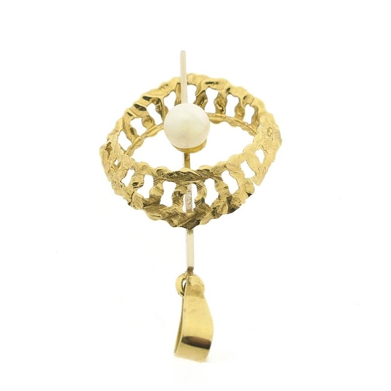 Image 6 of Two-tone gold pendant with pearl