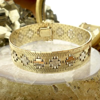 Two-tone gold woven fantasy bracelet Image 2 of Two-tone gold woven fantasy bracelet
