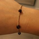 Image 2 of Gold bar link bracelet with garnet