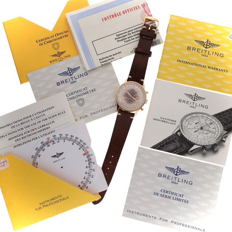 Image 2 of Breitling Navitimer Montbrillant 'Blue Angels' Limited Edition H30030.1; 18k Gold Watch