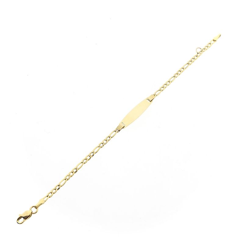 Afbeelding 7 van Gouden figaroschakel kinderarmband met graveerplaatje | 13 cm - 14,5 cm