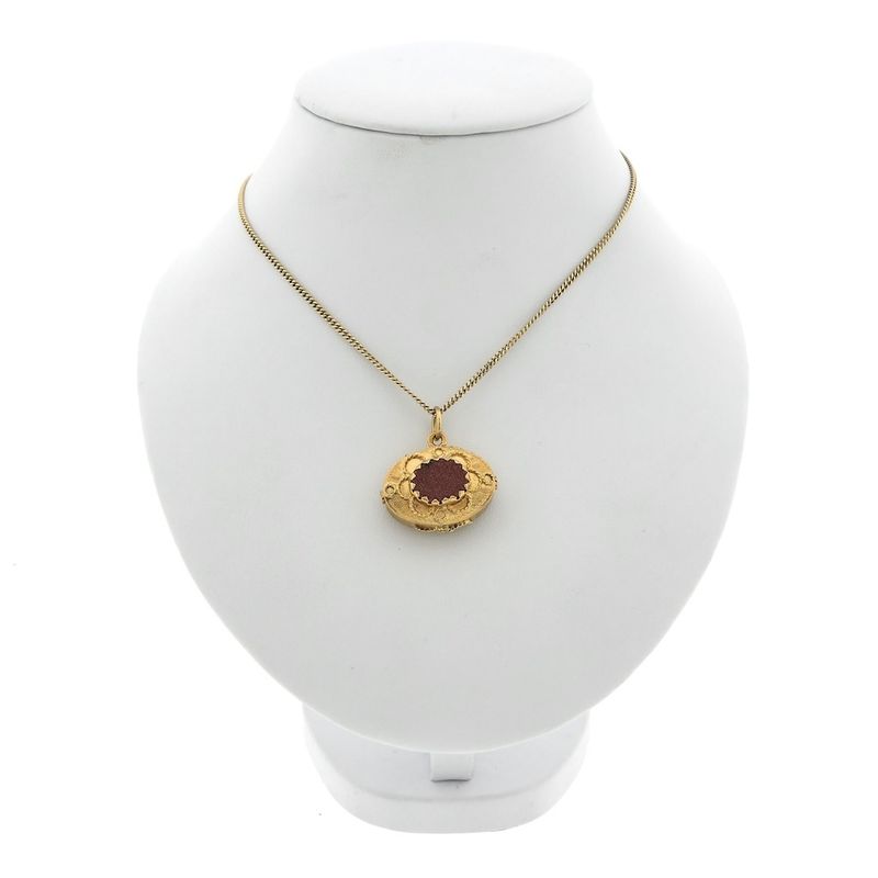 Image 3 of 18 carat gold pendant with goldstone