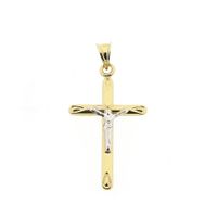Two-tone gold pendant of a cross with corpus