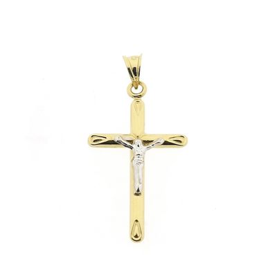 Two-tone gold pendant of a cross with corpus Image 1 of Two-tone gold pendant of a cross with corpus