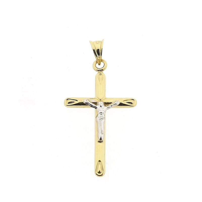 Image 1 of Two-tone gold pendant of a cross with corpus
