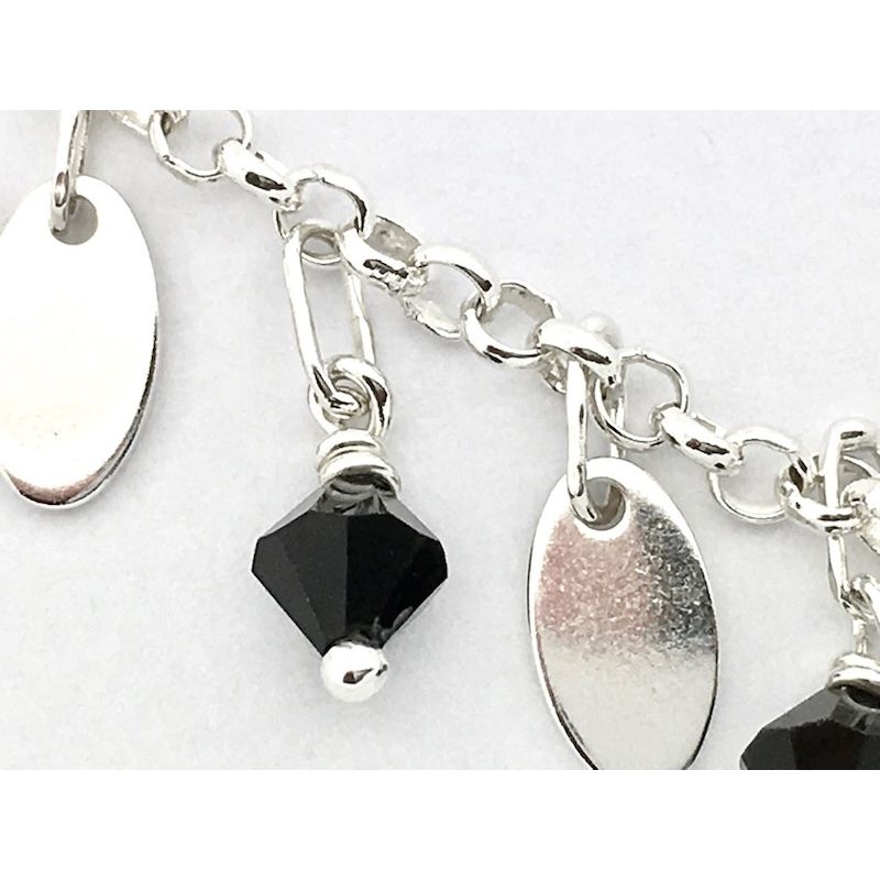 Image 3 of Silver necklace with black jet stones | 42 cm