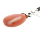 Image 9 of White gold stud earrings with onyx, blood coral and diamond 0.17 ct.