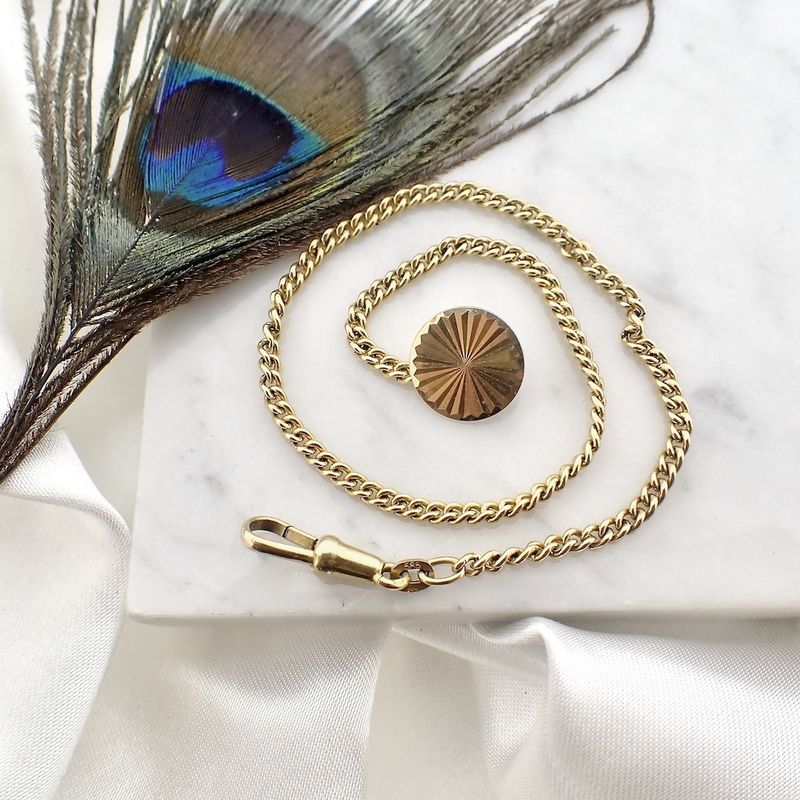 Image 4 of Vintage gold watch chain; Chatelaine (for a pocket watch) | 25 cm